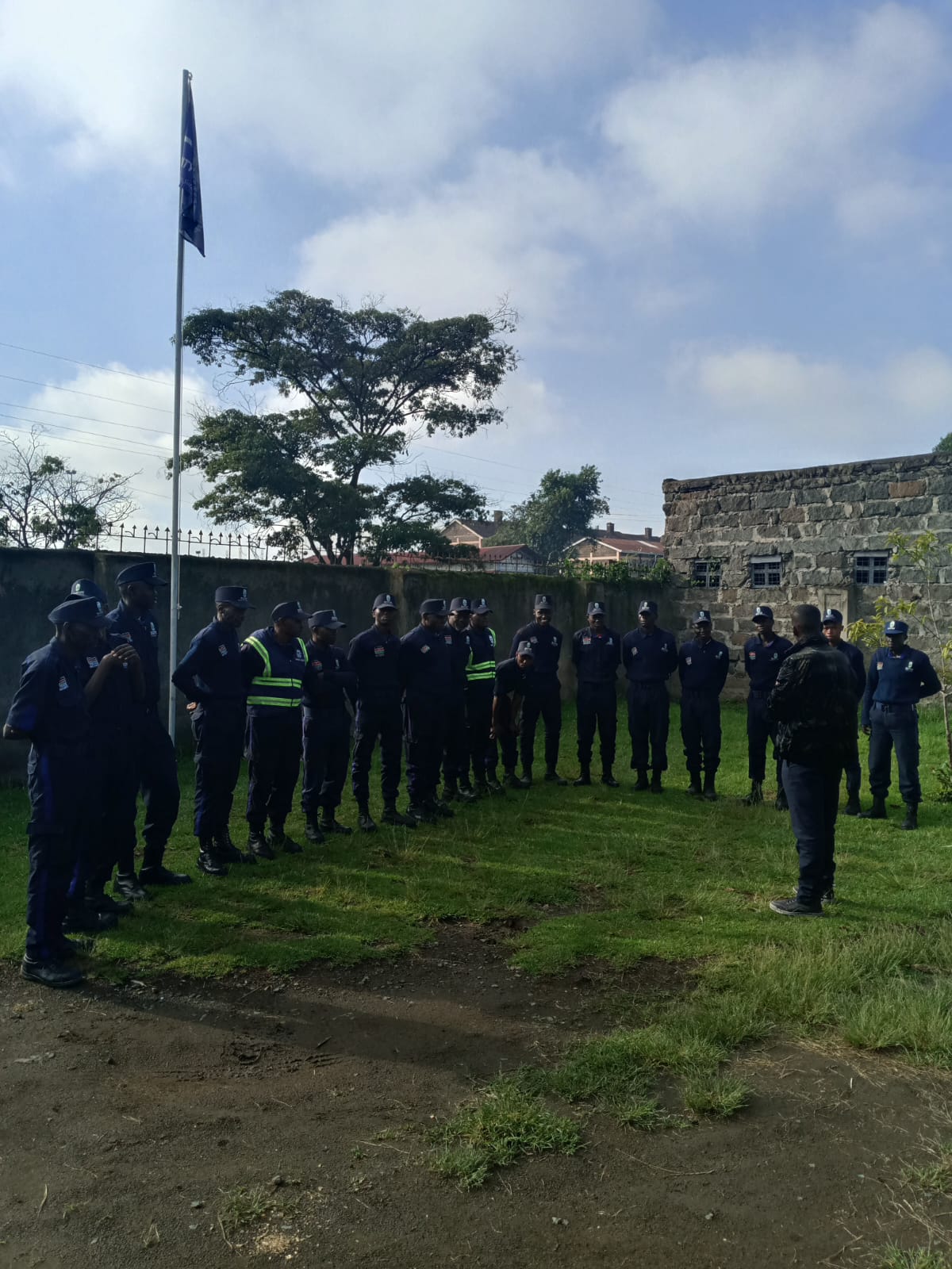 Masterfound Security guards in formation for a training briefing